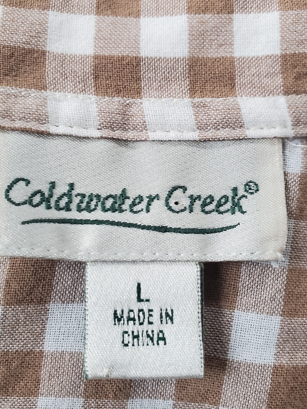 Coldwater Creek Brown and White Gingham Tie-Side Sleeveless Wrap Top Size L - Picture 3 of 7